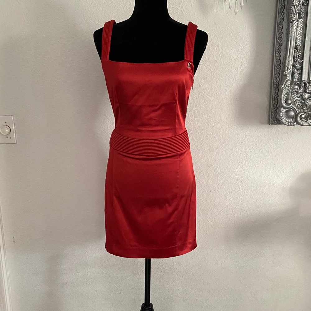 Mini red silk dress
